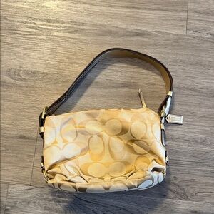 Coach Beige Shoulder Bag with Signature Pattern